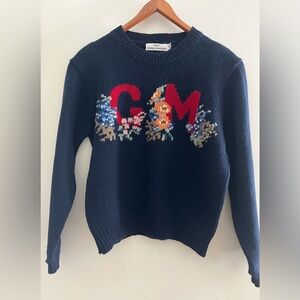 Vintage 80’s GUESS by Marciano Navy Blue Sweater G M logo. Size S